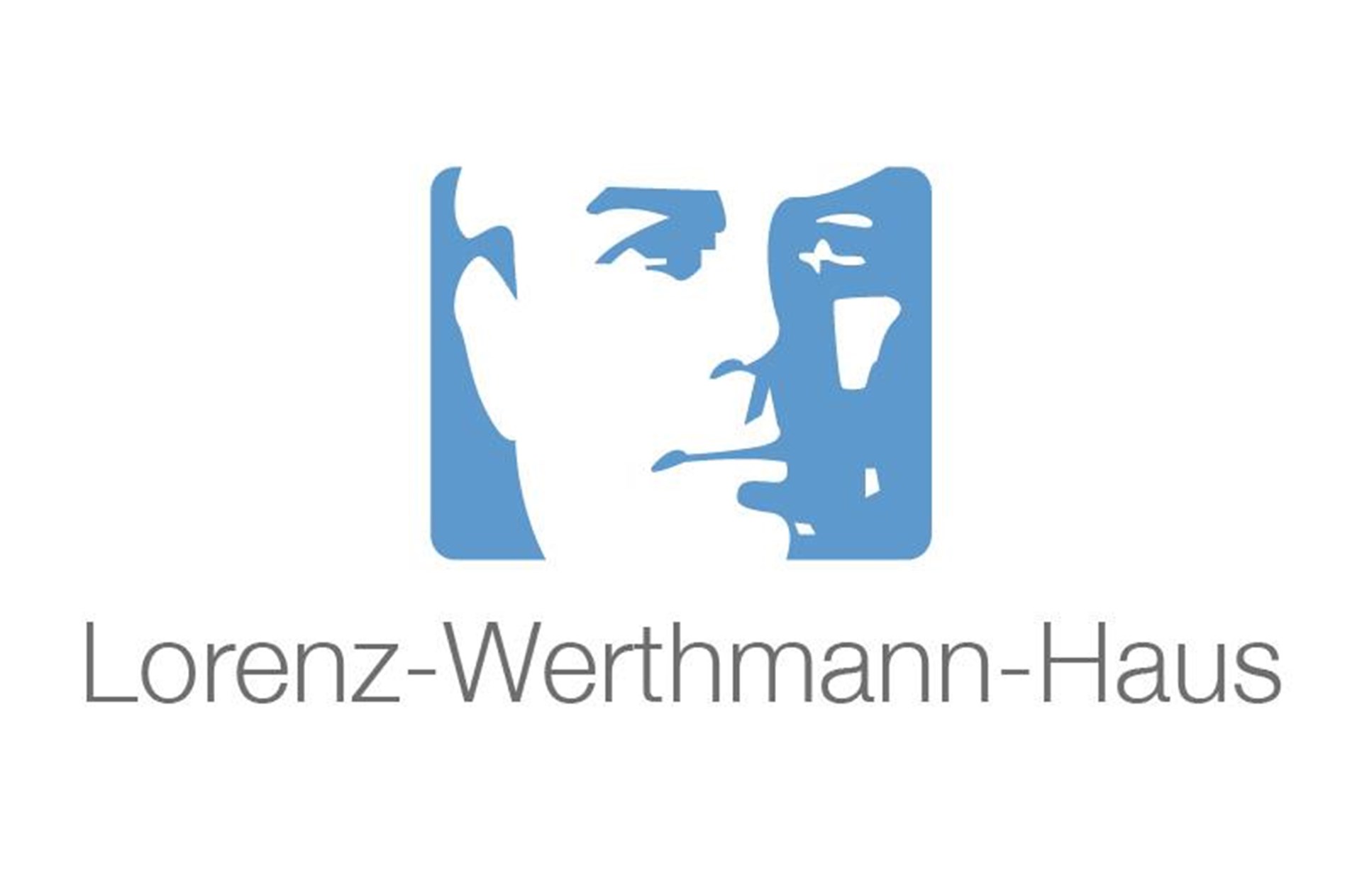 Das Logo zeigt die Gesichtsumrisse von Lorenz Werthmann und darunter den Schriftzug "Lorenz-Werthmann-Haus"