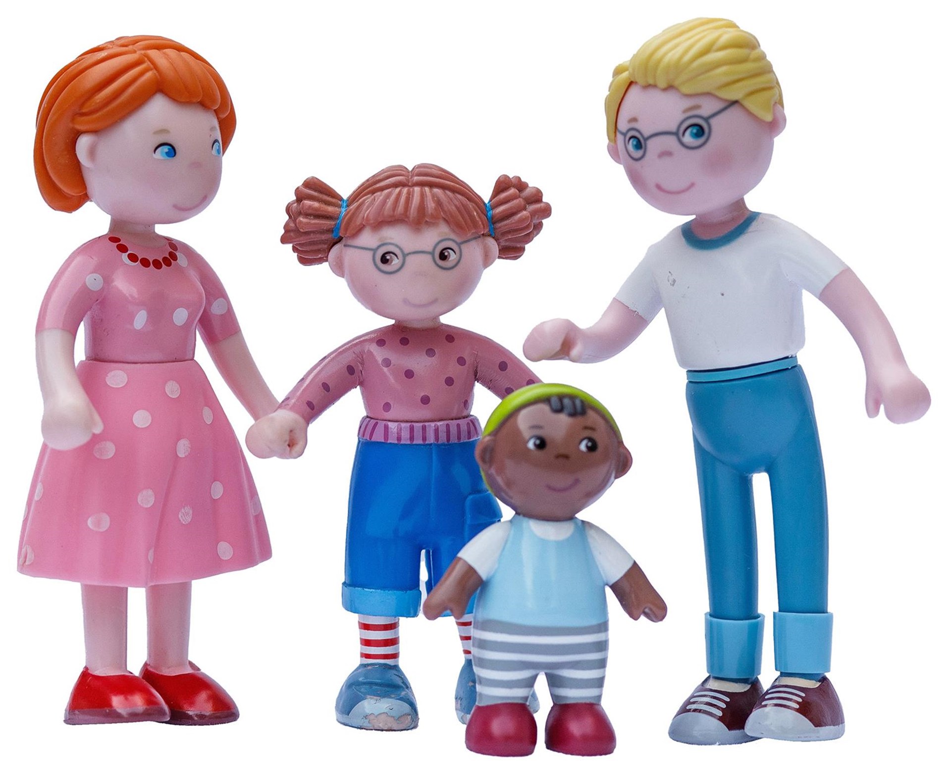 Eine Familie mit Mutter, Vater und zwei Kinder aus HABA Figuren